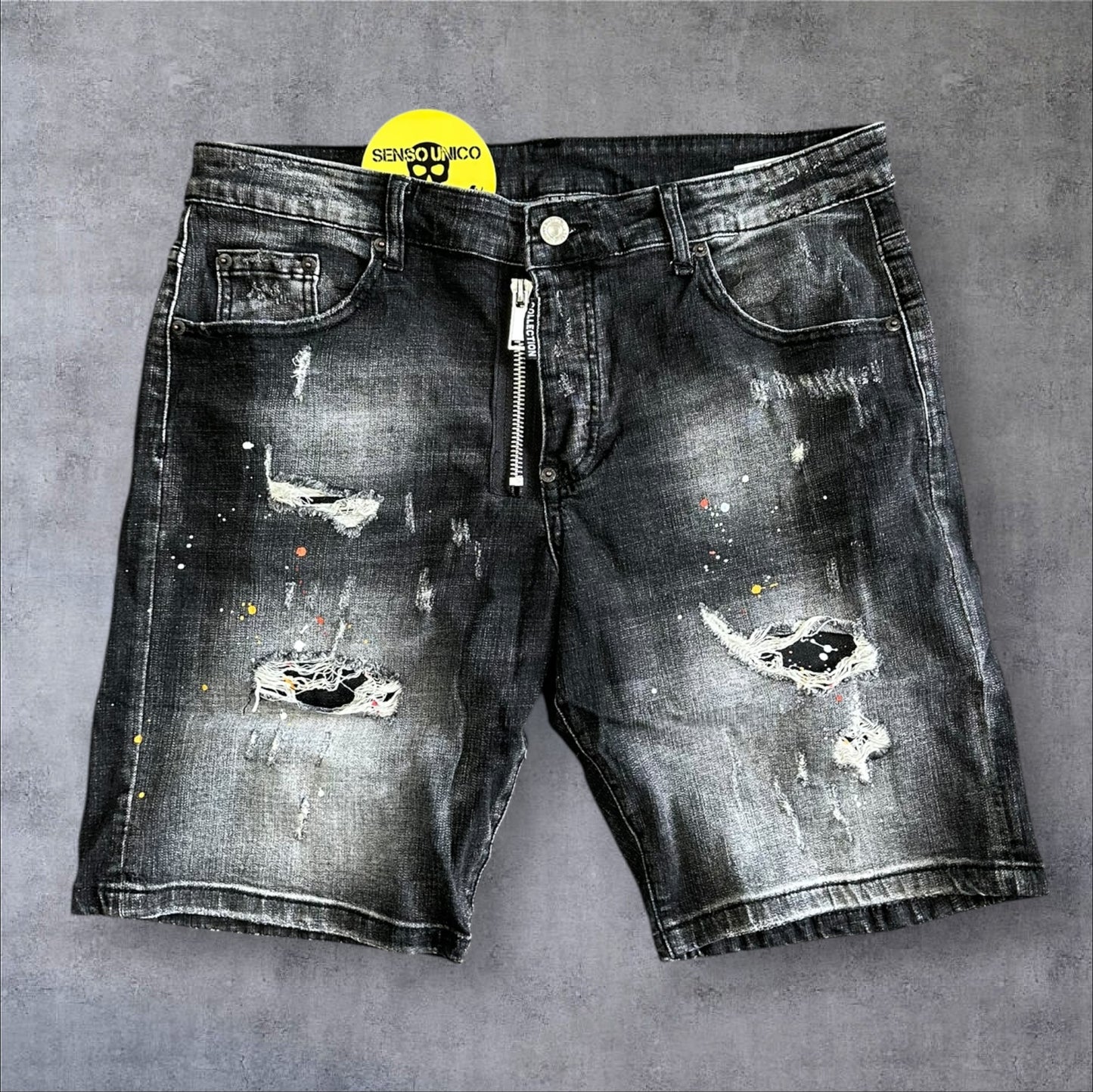 Jeans Short black biker