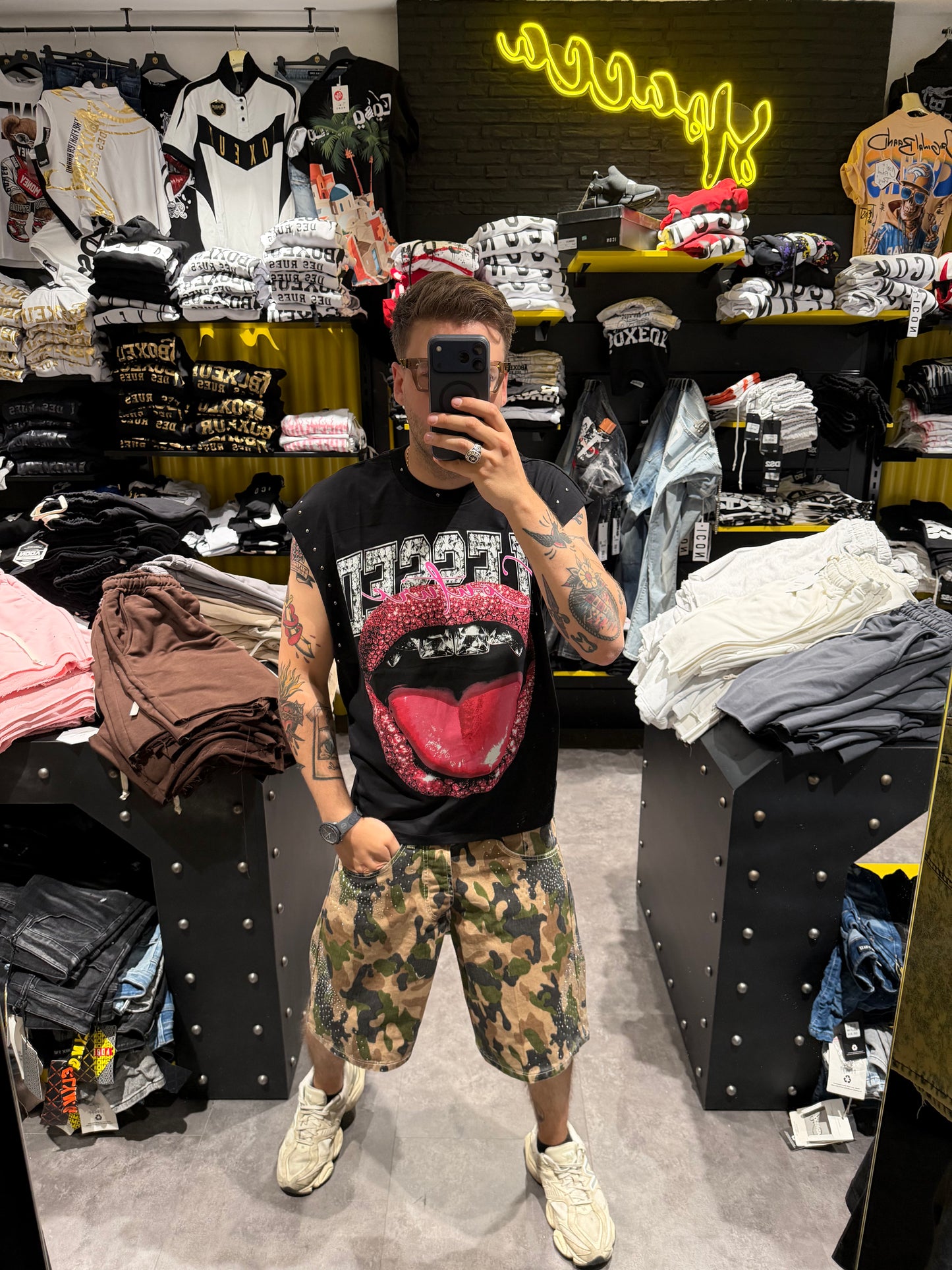 Jeans military brillant
